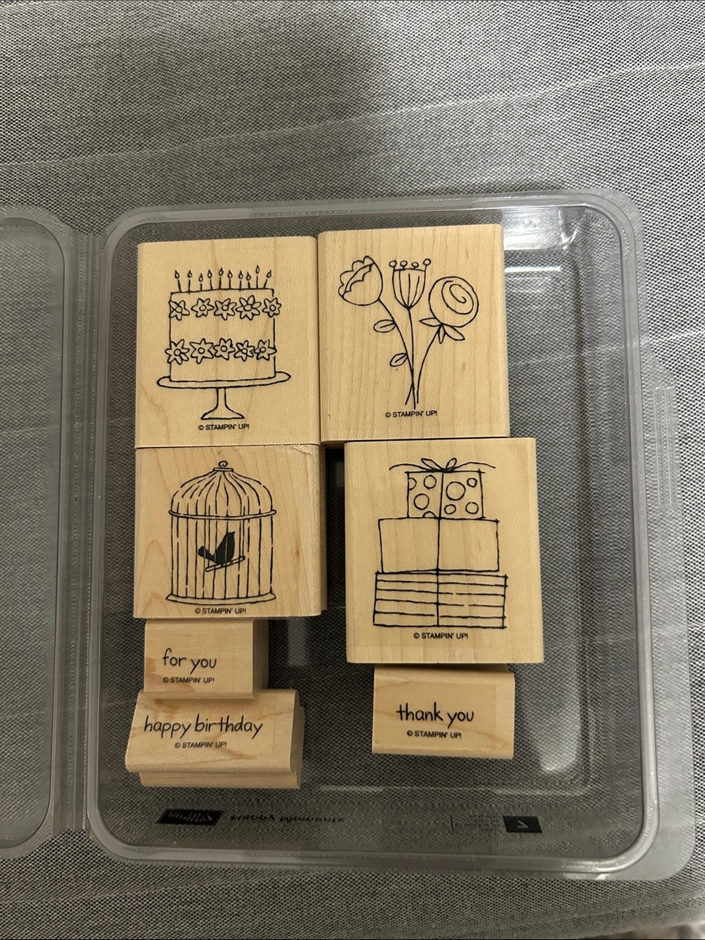 Stampin' Up! Happy Moments Wood Mounted Stamp Set 7pc